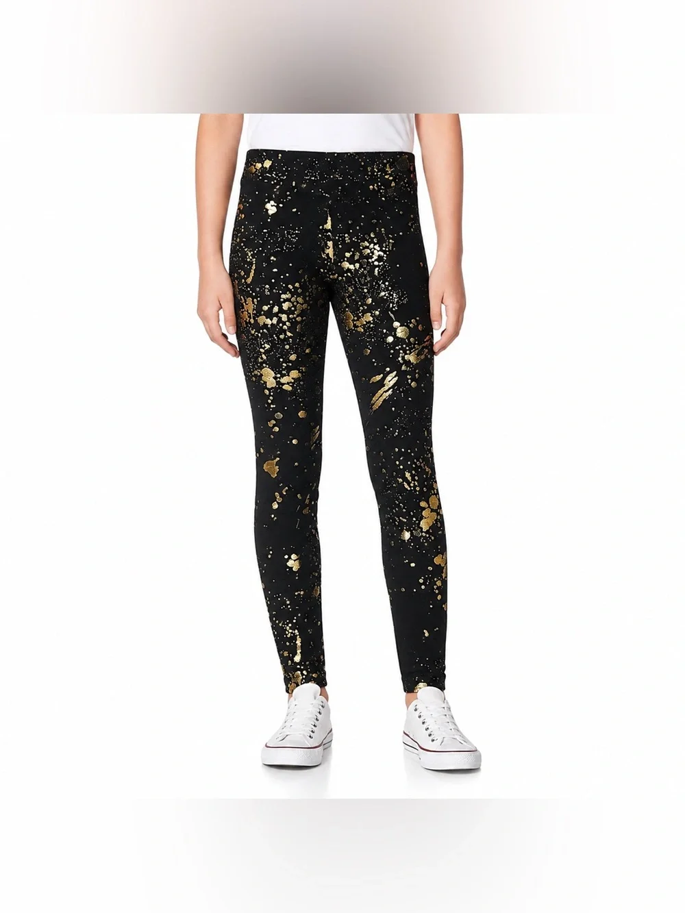 Justice Black Gold Splatter Print Leggings Girls Size 12